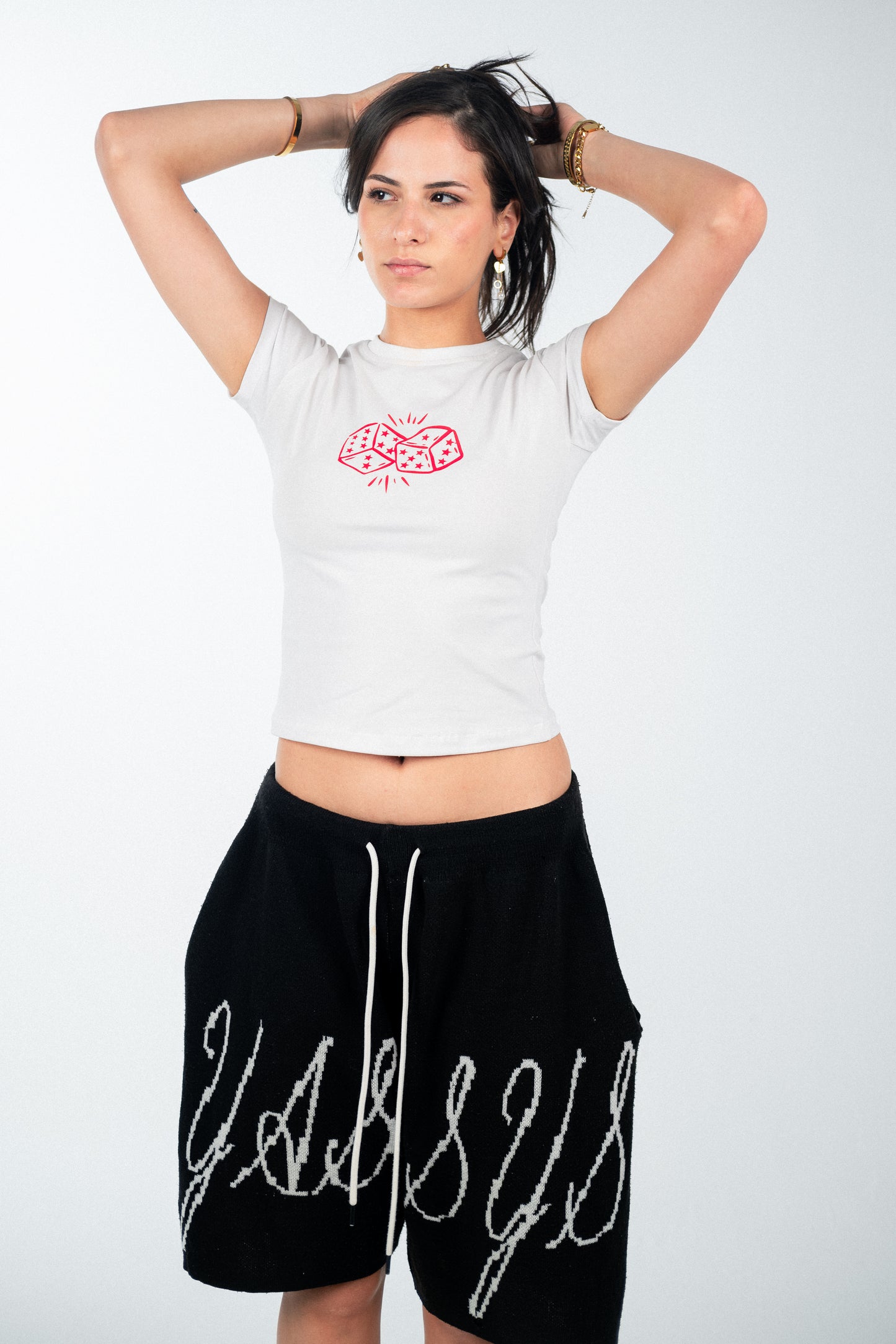 White Red Dice Baby Tee