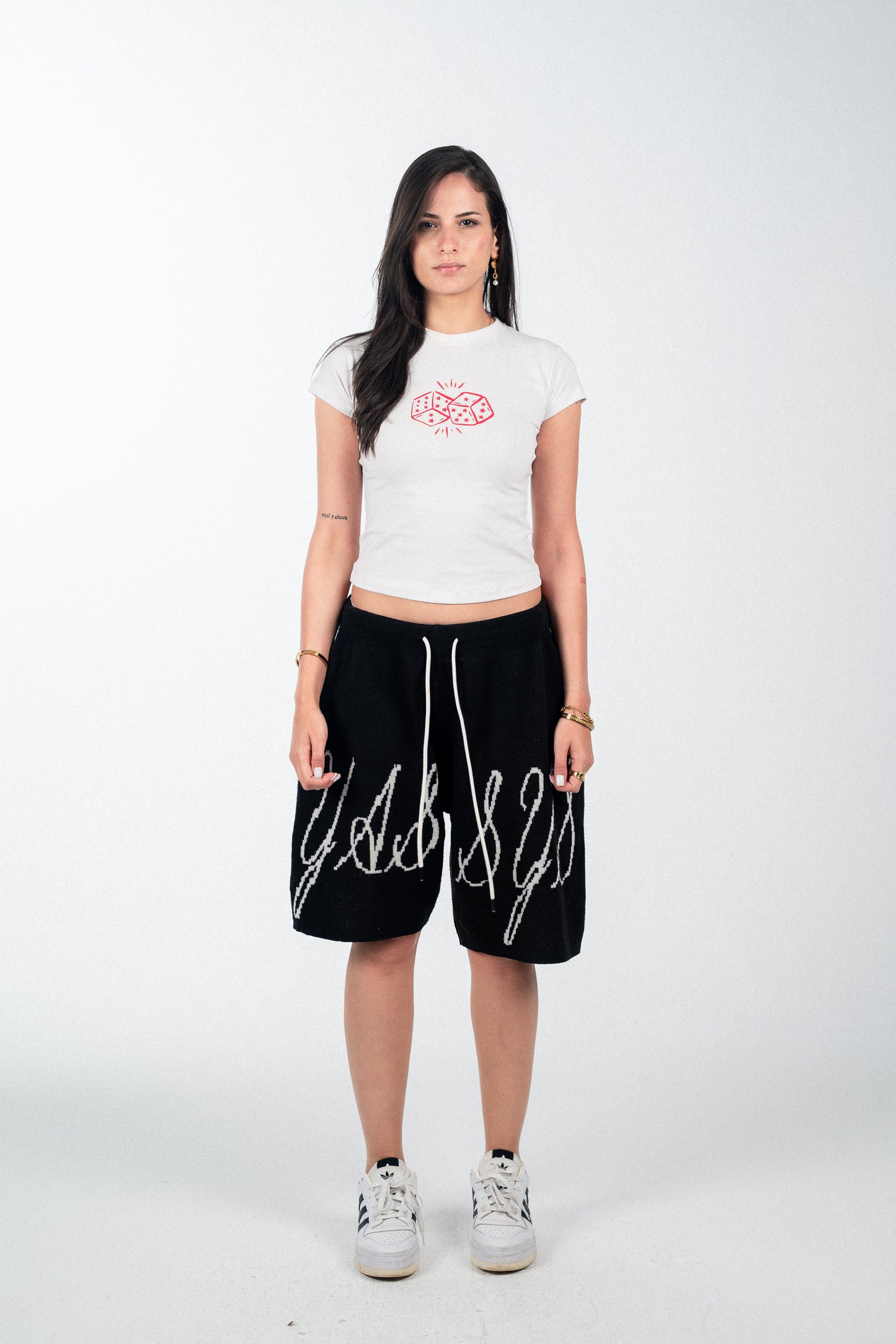 White Red Dice Baby Tee