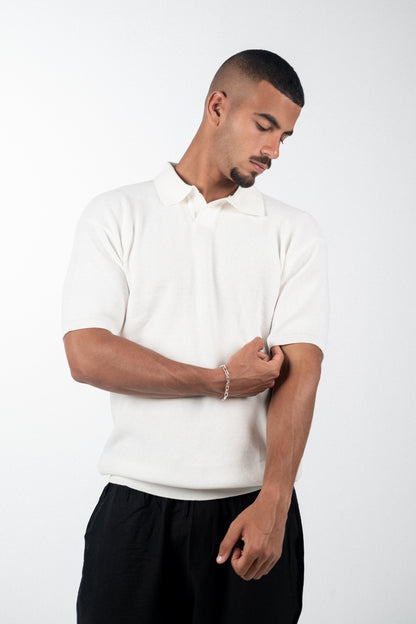 White Knitted Polo