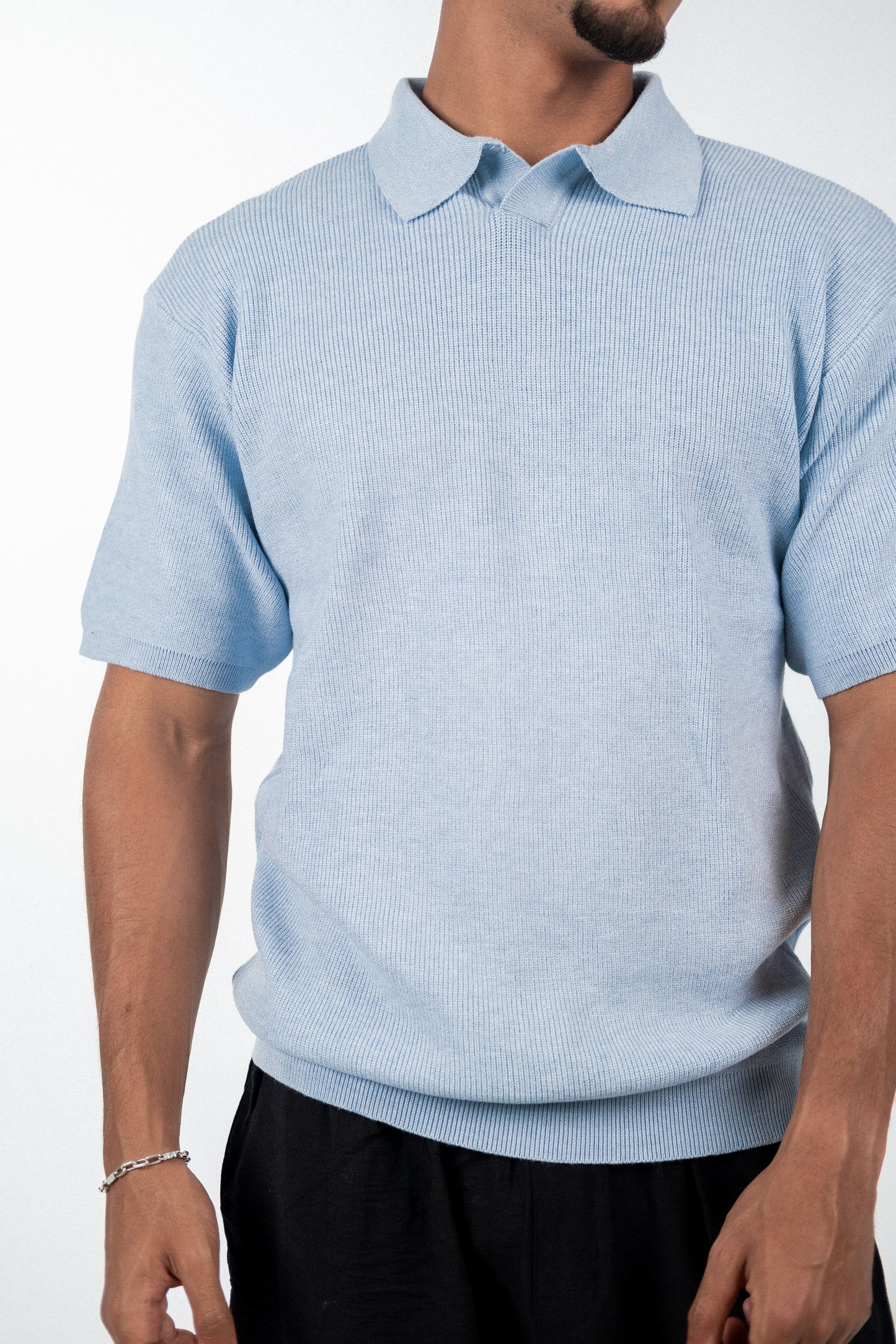 Baby Blue Knitted Polo