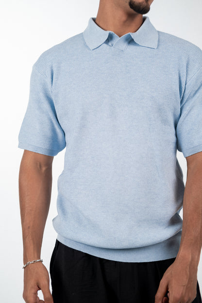 Baby Blue Knitted Polo