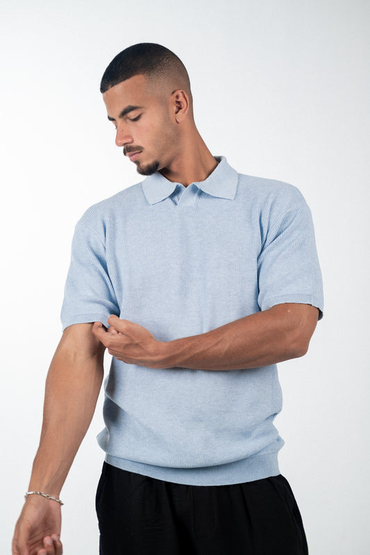 Baby Blue Knitted Polo
