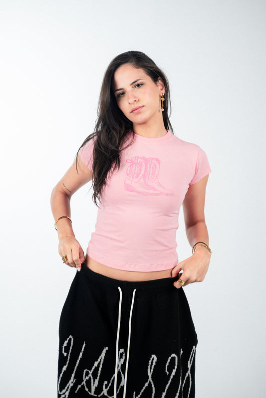 Pink Cowboy Baby Tee