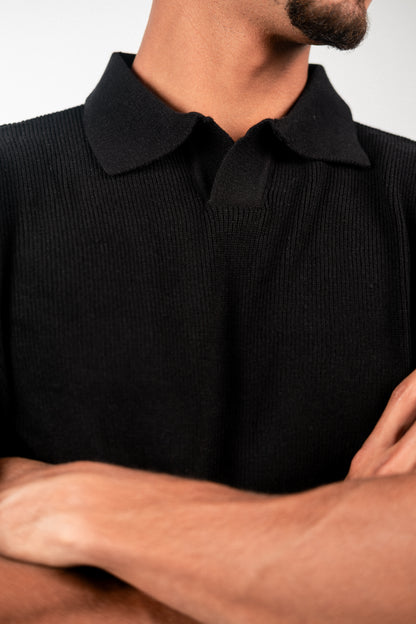 Black Knitted Polo