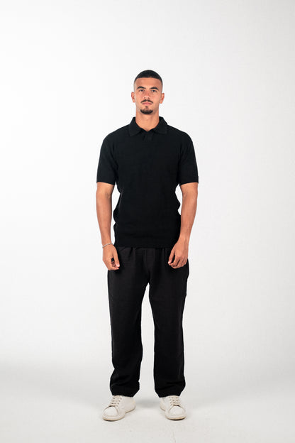 Black Knitted Polo