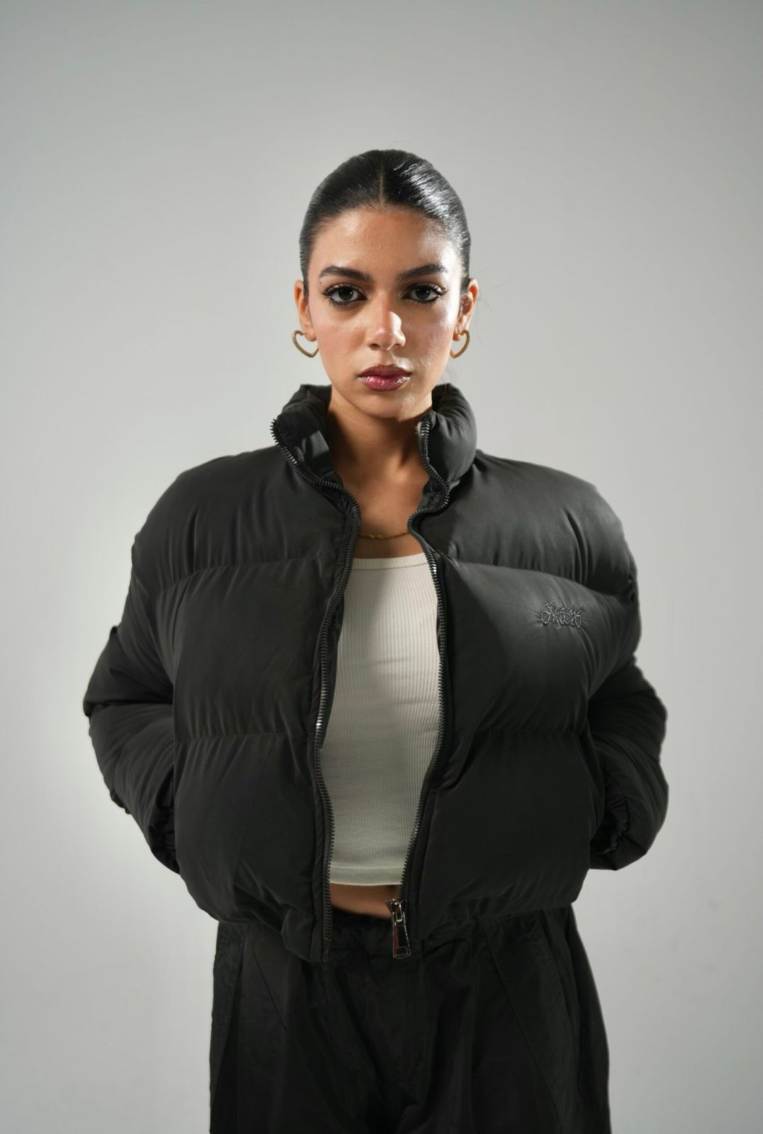 Black puffer cropped