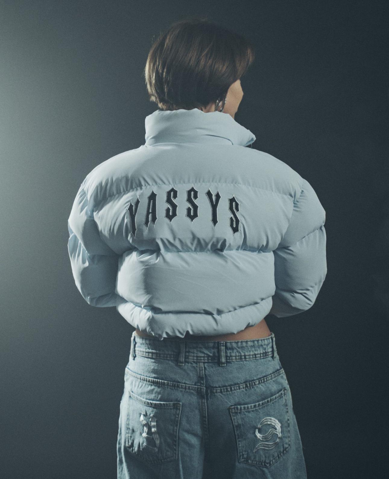 Baby Blue Puffer Cropped