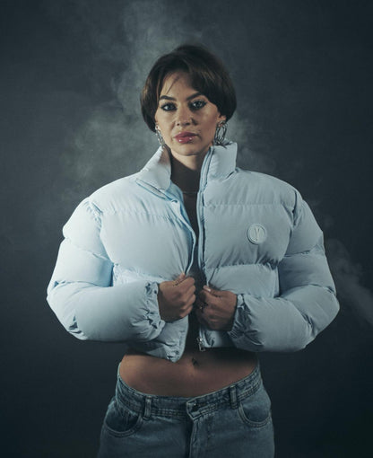 Baby Blue Puffer Cropped