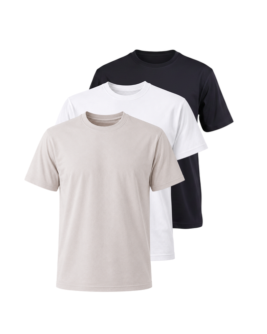 3-Pack of Classic Tees in black, white and gray